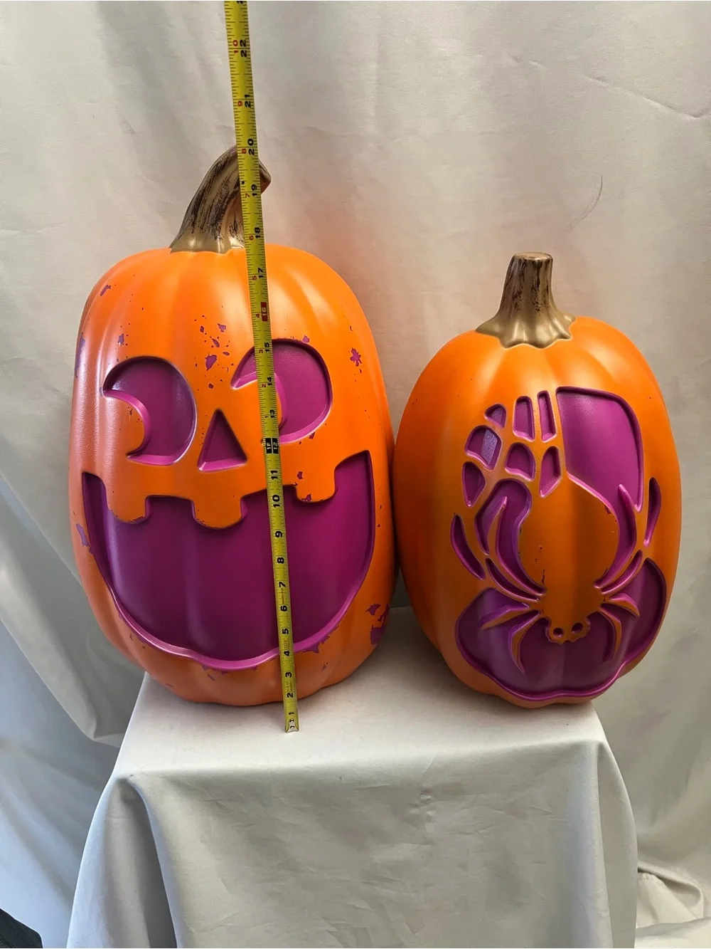Seasons Halloween Light Up Pumpkin Set Jack O Lantern & Spider LED